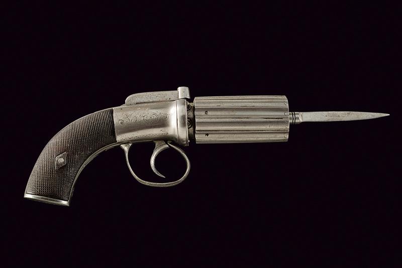 A rare percussion pepperbox revolver with bayonet - Image 6 of 6