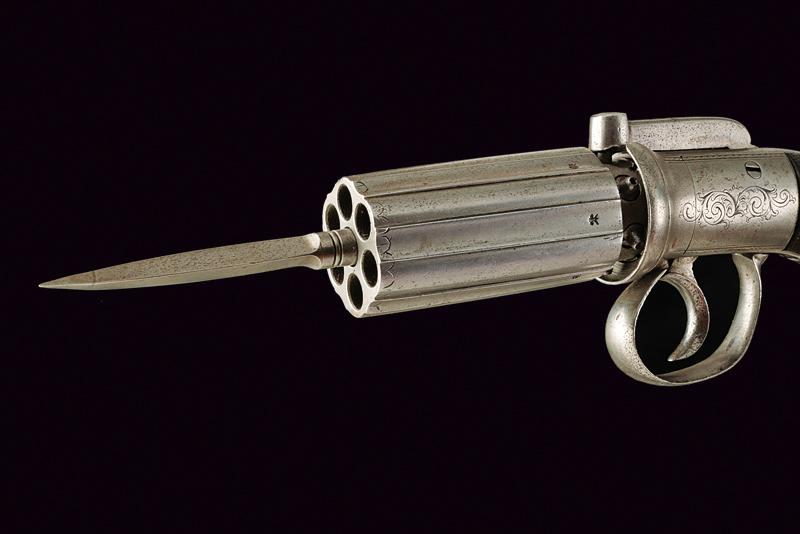 A rare percussion pepperbox revolver with bayonet - Image 2 of 6