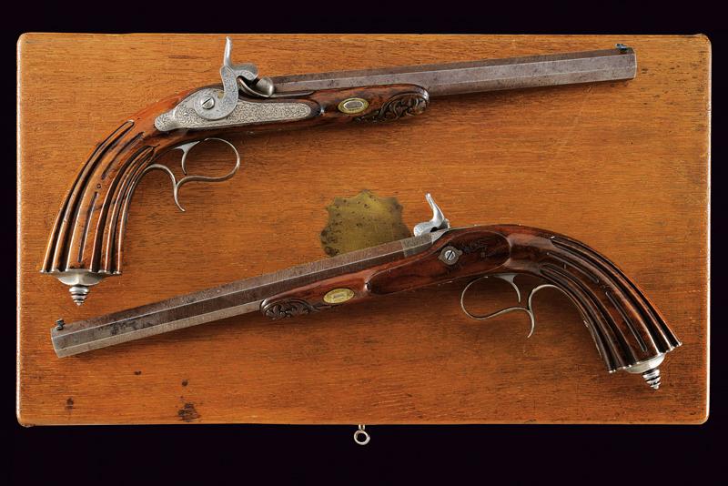 A cased pair of fine duel percussion pistols by Weil - Image 7 of 9