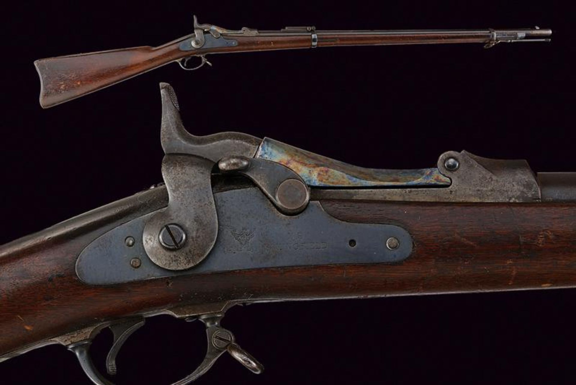 An 1873 model Springfield Trapdoor rifle