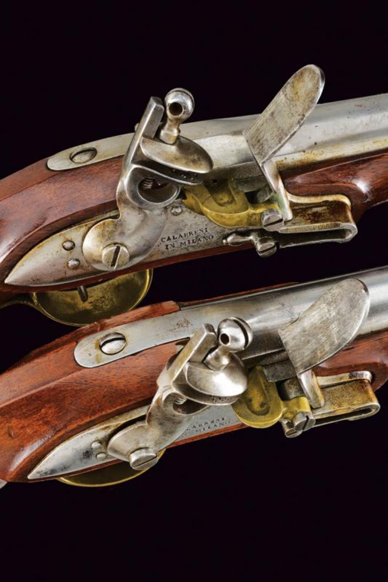 A rare and interesting pair of Royal Guard officer's flintlock pistols - Image 4 of 11