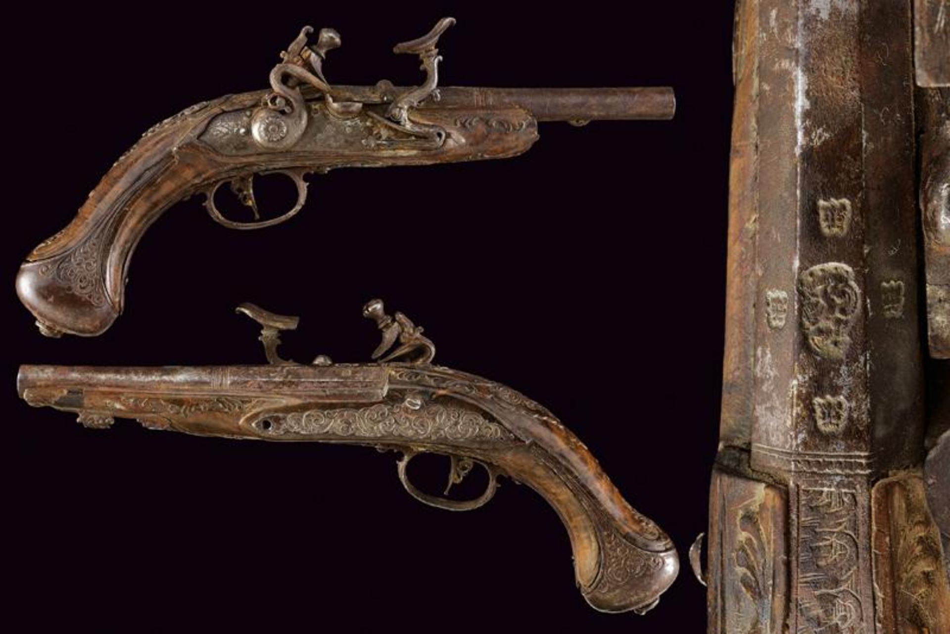 A pair of snaphaunce flintlock pistols