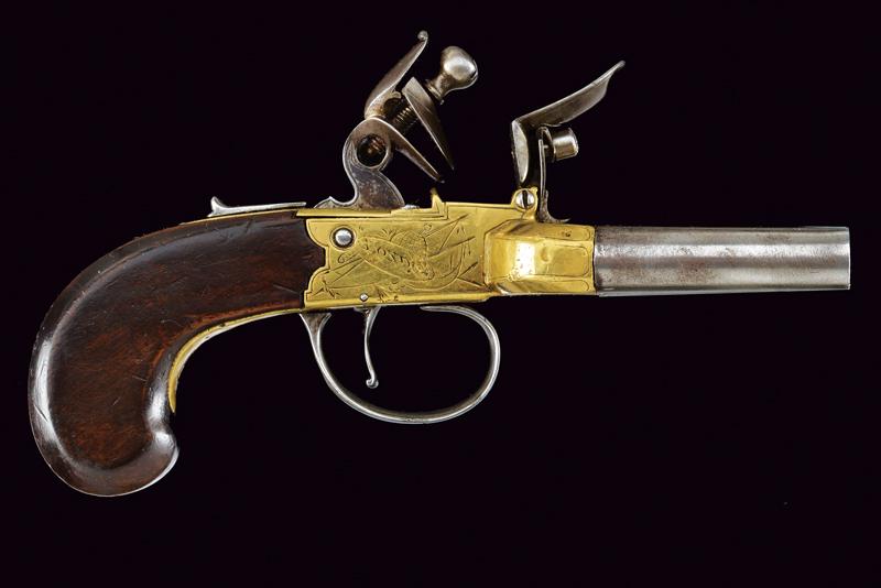 An extremely rare duck's foot flintlock pistol by Dust - Image 2 of 8