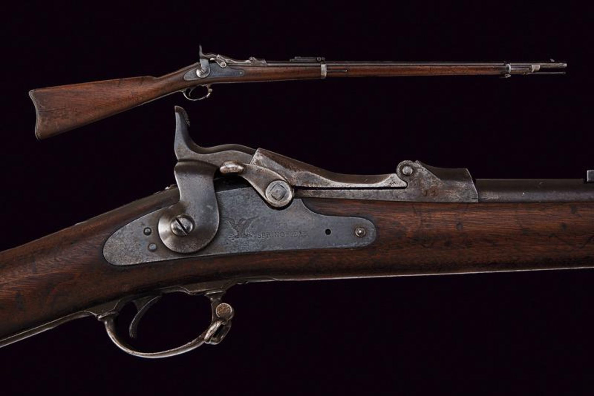 An 1873 model Springfield Trapdoor rifle