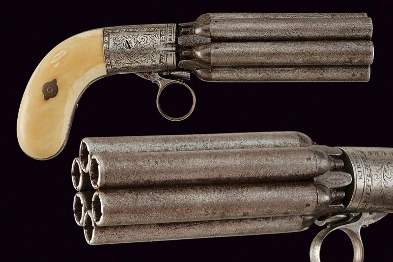 An elegant Mariette percussion pepperbox revolver by Kirner