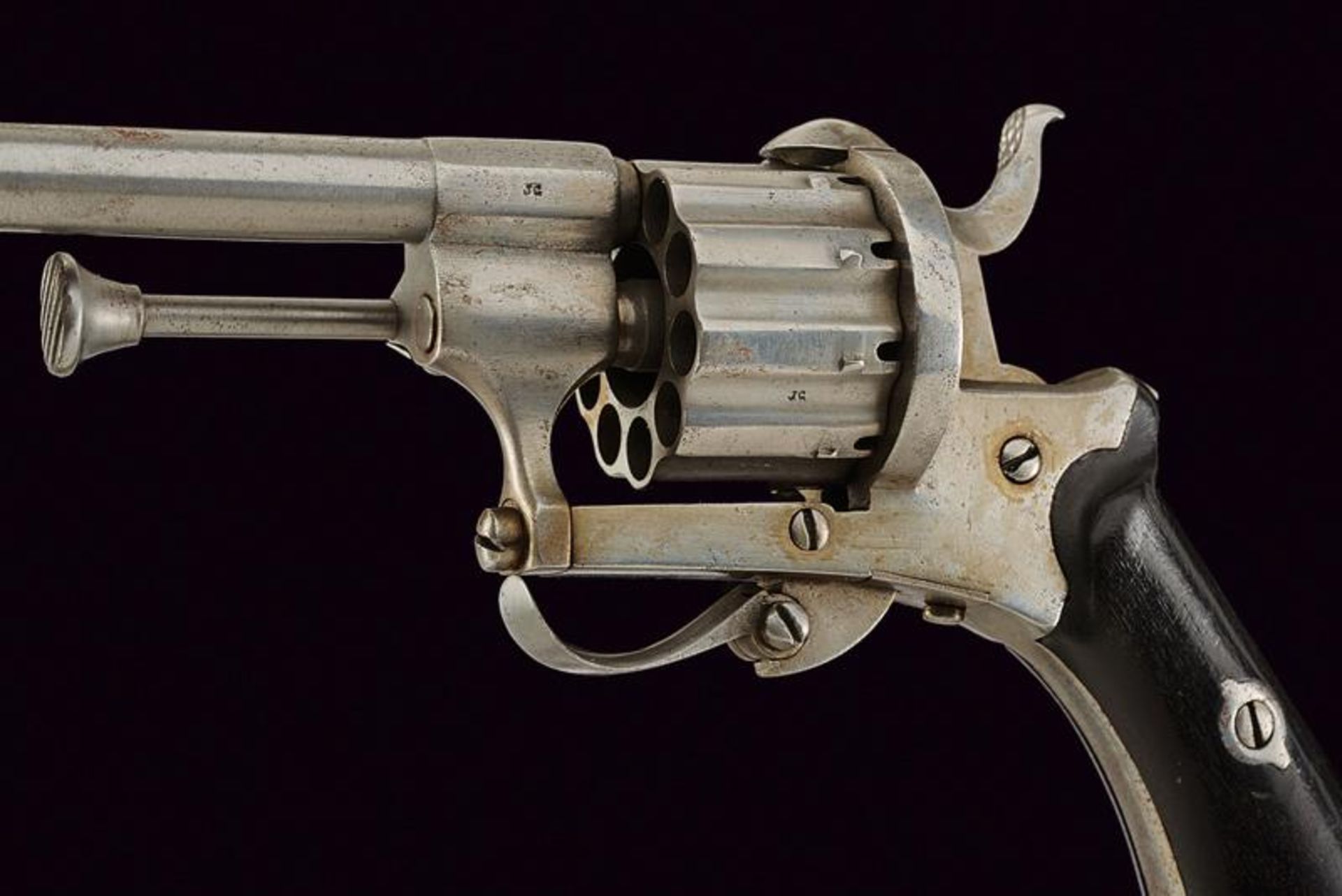 A small ten shot pin fire revolver by Lepage Frères - Image 3 of 4