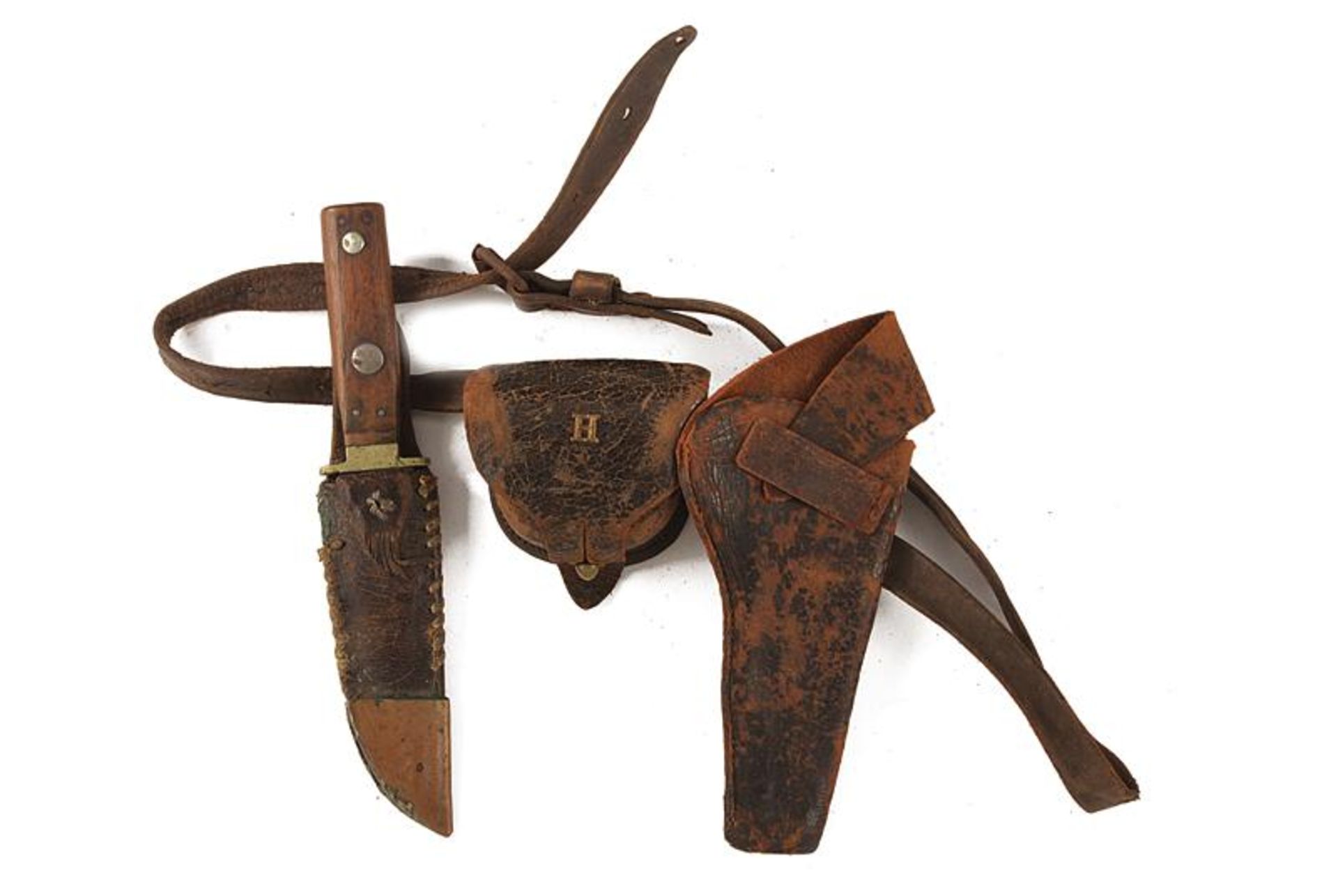 A soldier's belt with knife