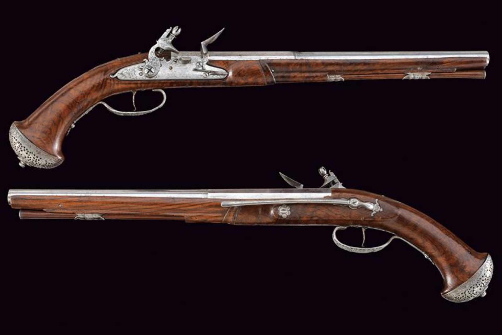 A pair of flintlock pistols by master 'FG'