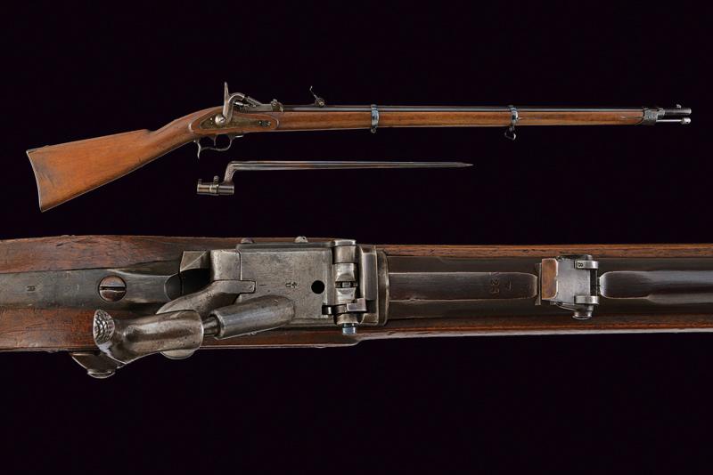 An 1863/67 model breech loading Milbank-Amsler rifle with bayonet