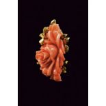 Stunning carved coral clasp set in 18kt gold