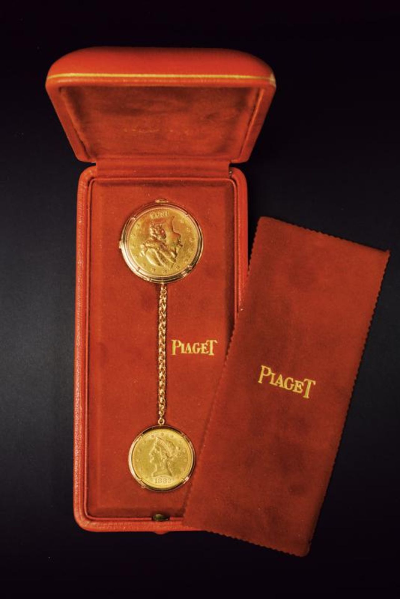 PIAGET Twenty dollar coin watch with ten dollar coin pendant