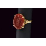 Gold mounted Roman Carnelian Intaglio ring