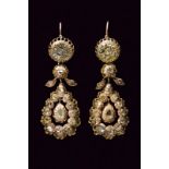 Rare Victorian-era rose -cut diamond drop earrings,