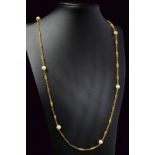 Pearl and 18kt yellow gold link chain necklace