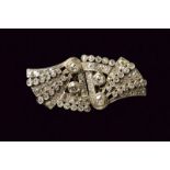 Double clip brooch white gold and diamonds