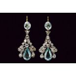 Aquamarine and rose-cut diamond drop earrings