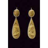 High relief lava cameo pendant earrings