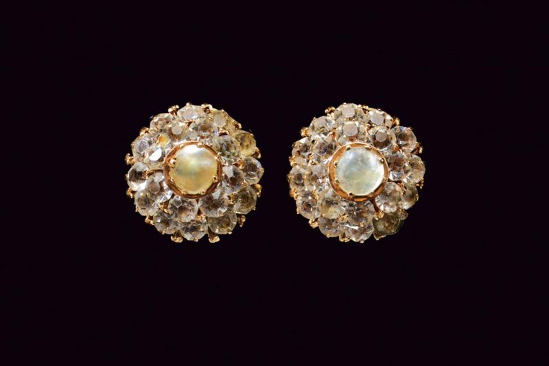 18 kt gold earrings with old single cut diamonds