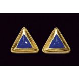 GASTON LEBO gold and lapis stud earrings