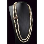 Double strand Akoya pearl necklace