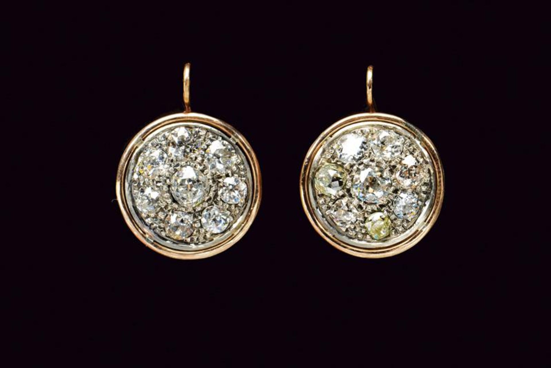 Stunning pair of dormeuse / sleeper diamond earrings