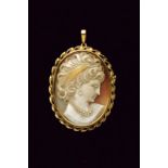 Cameo Brooch/Pendant Of A Woman, Mounted In 18k Gold Surround