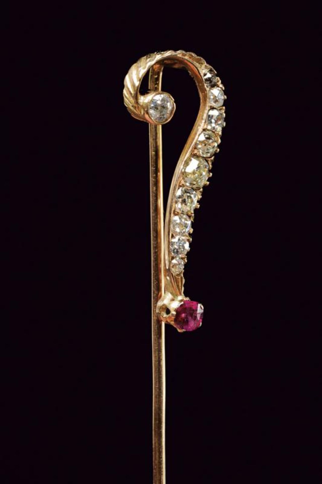 18 kt rose gold tie pin with diamonds - Image 2 of 2