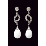GGTL certified natural saltwater white clam pearls drop Earrings