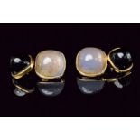 VERONESI sugarloaf chalcedony and onyx gold cufflinks