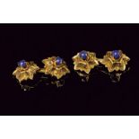 Yellow gold cufflinks set with lapis