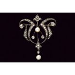 Pearl diamond brooch / pendant