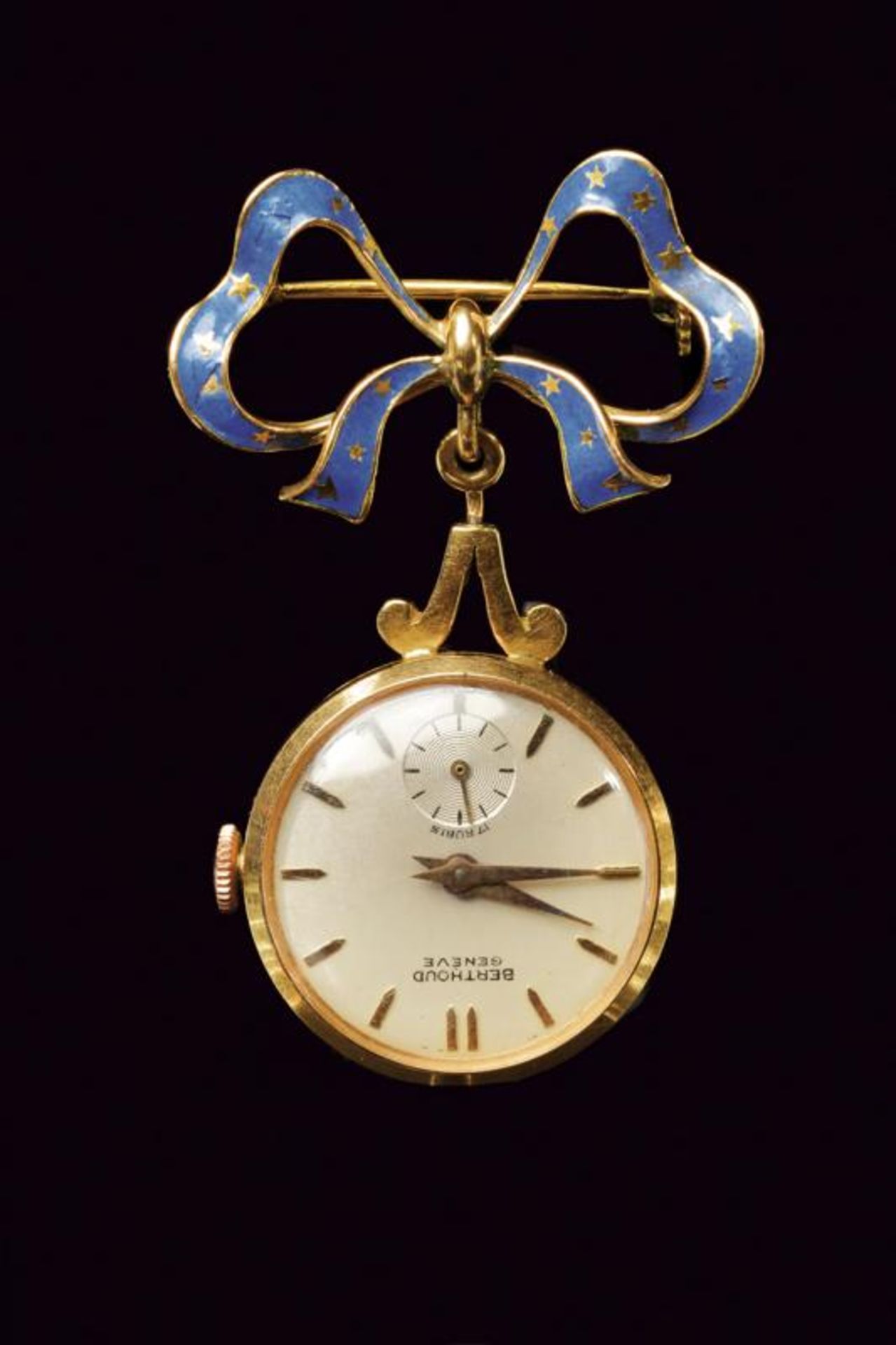 Gold Berthoud Geneve watch pin brooch