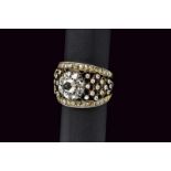 Diamond set band filigree gold and silver band ring