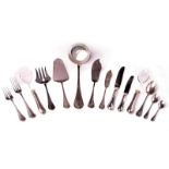 A silver flatware service