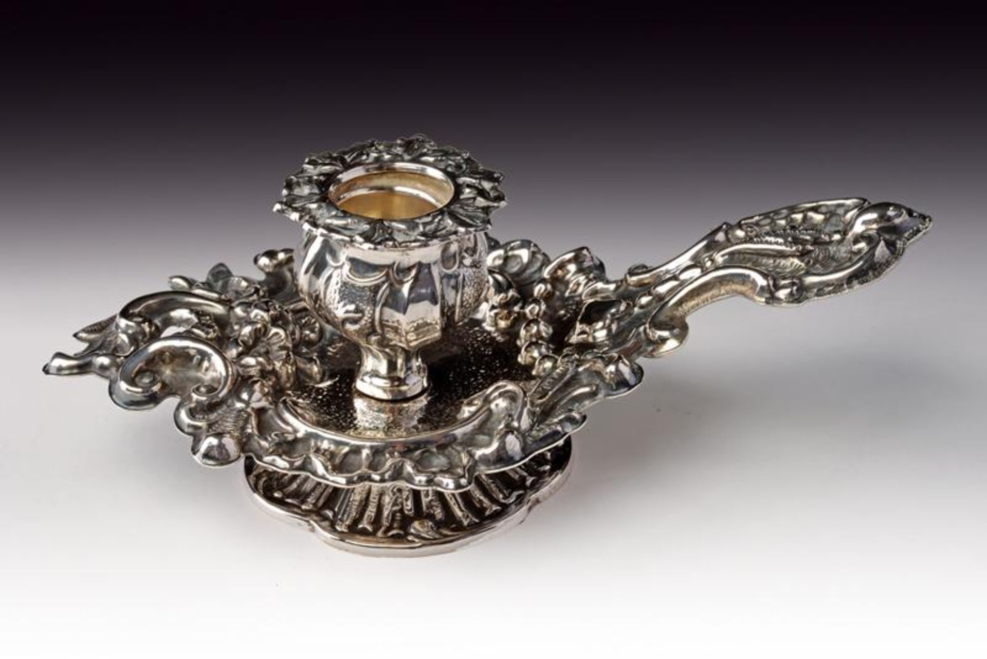 A silver chamber candlestick