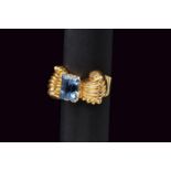 Vintage Blue topaz rose gold ring