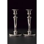 A silver pair of candlestiks