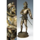 A silvered-brass statue