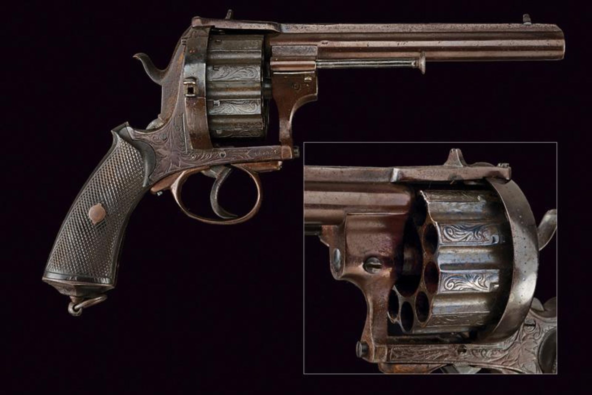 A rare ten-shot pin fire revolver