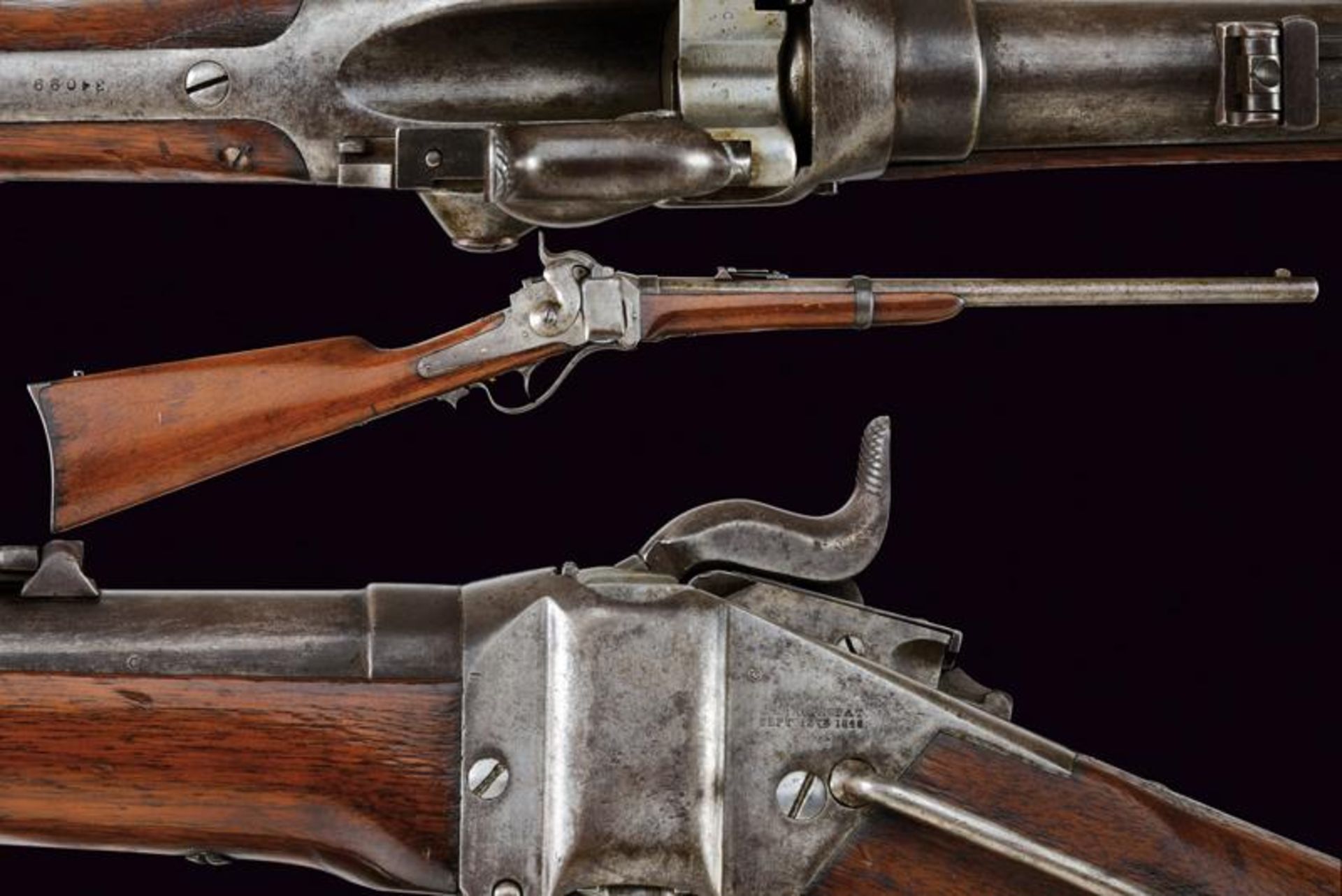 A 1859 Sharps New Model Carbine converted to metallic cartridge