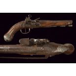 A beautiful silver-mounted flintlock pistol