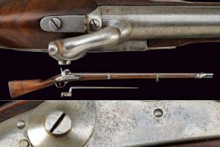 An 1844 model percussion gun with bayonet