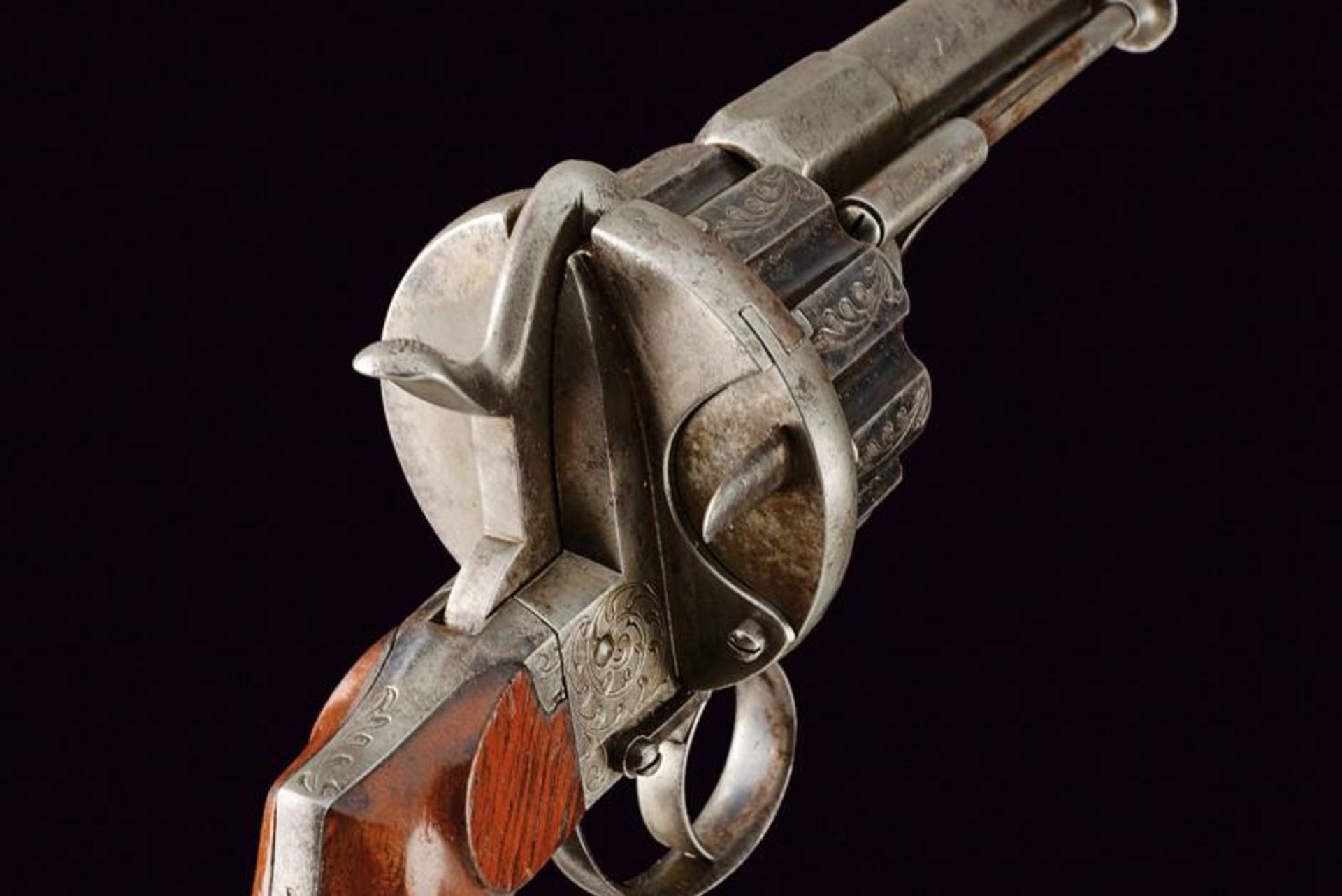 A rare ten-shot pin fire Chaineux revolver - Bild 4 aus 6
