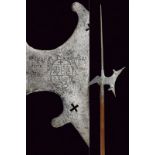 A halberd with coat of arms