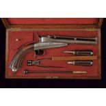 A rare cased Colette gravity pistol by Jongen Freres