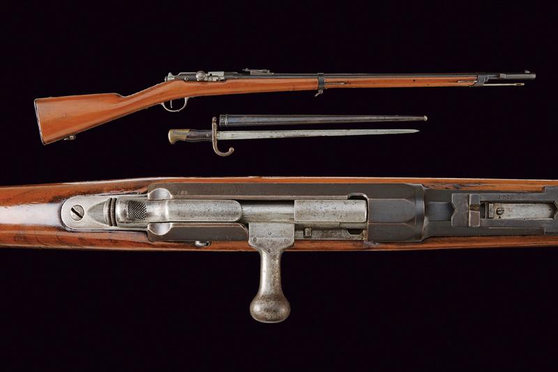 An 1874 M80 model bolt-action Gras rifle with bayonet