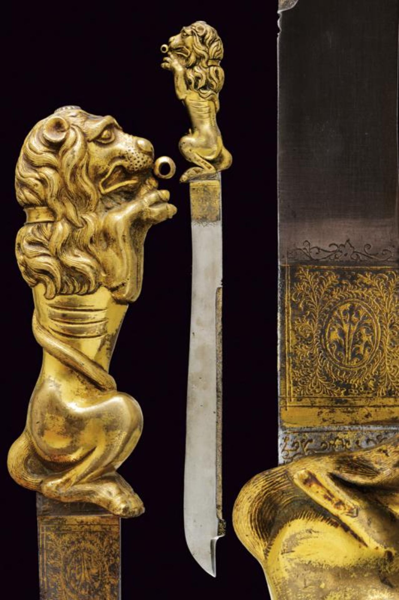 An unusual and rare gilt-bronze knife