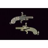 A pair of pin fire miniature pistols