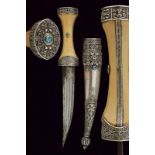 An outstanding dagger with archaic blade and silver mounts