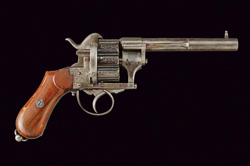 A rare ten-shot pin fire Chaineux revolver - Image 6 of 6